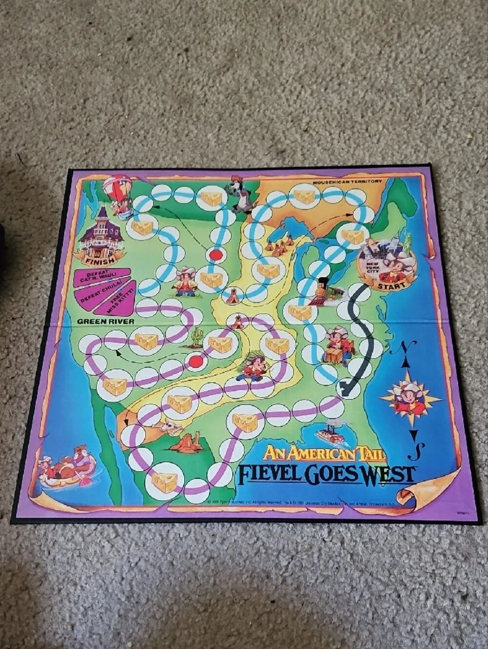 TYCO An American Tail: Fievel Goes West Board Game - Blue/Purple Box